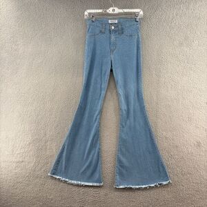 Judy Blue High Rise Raw Hem Flare Jeans Light Wash Stretch Denim Size 1 (25)